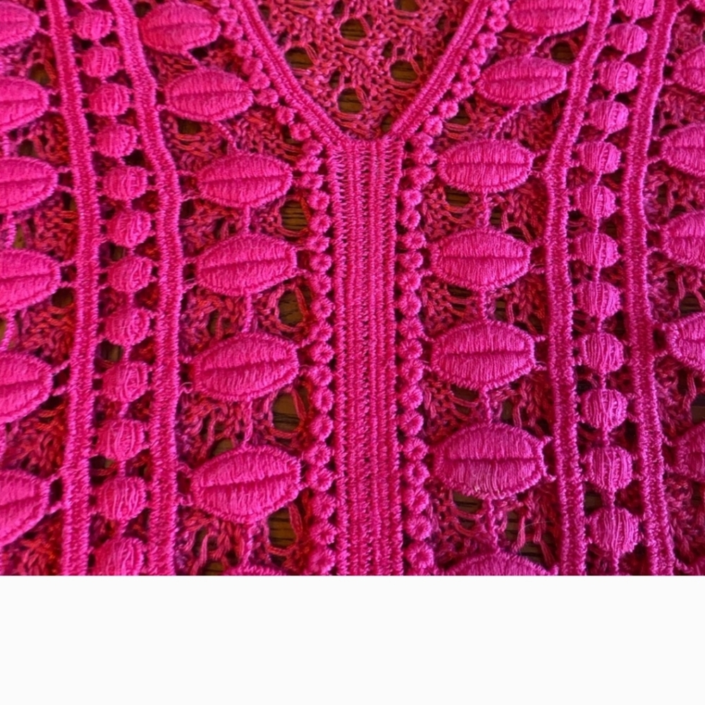 Chico's Crochet Open Knit Pink Sweater Size M - Picture 5 of 7